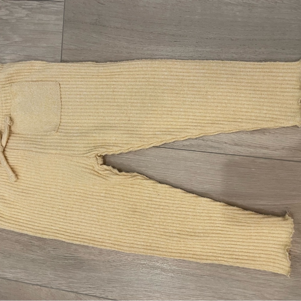 Zara Banana yellow Ribbed Joggers with Stretchy Knit Texture